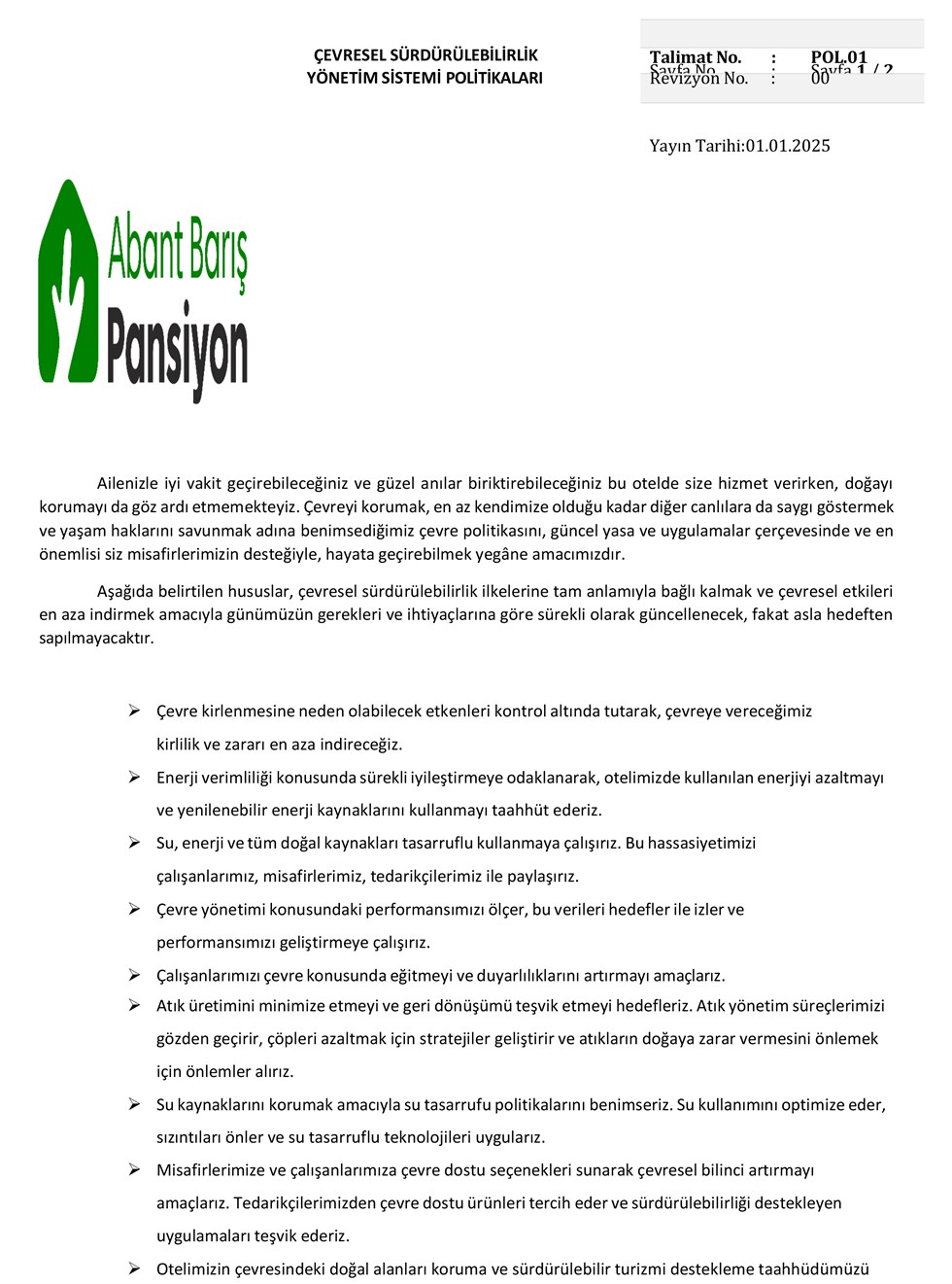 Çevresel Sürdürülebilirlik Yönetim Politikası görseli
