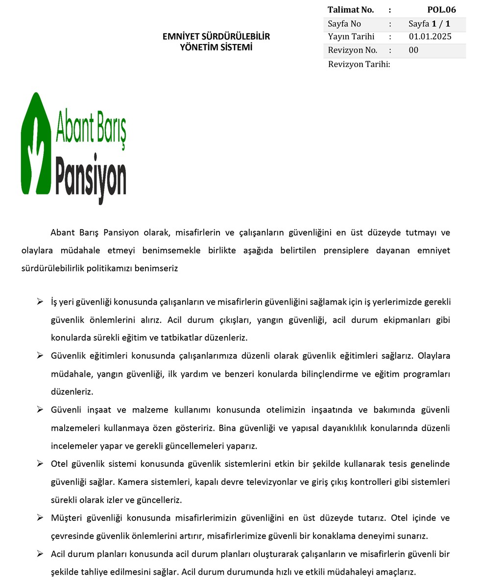 Emniyet Sürdürülebilir Sistem Politikası görseli