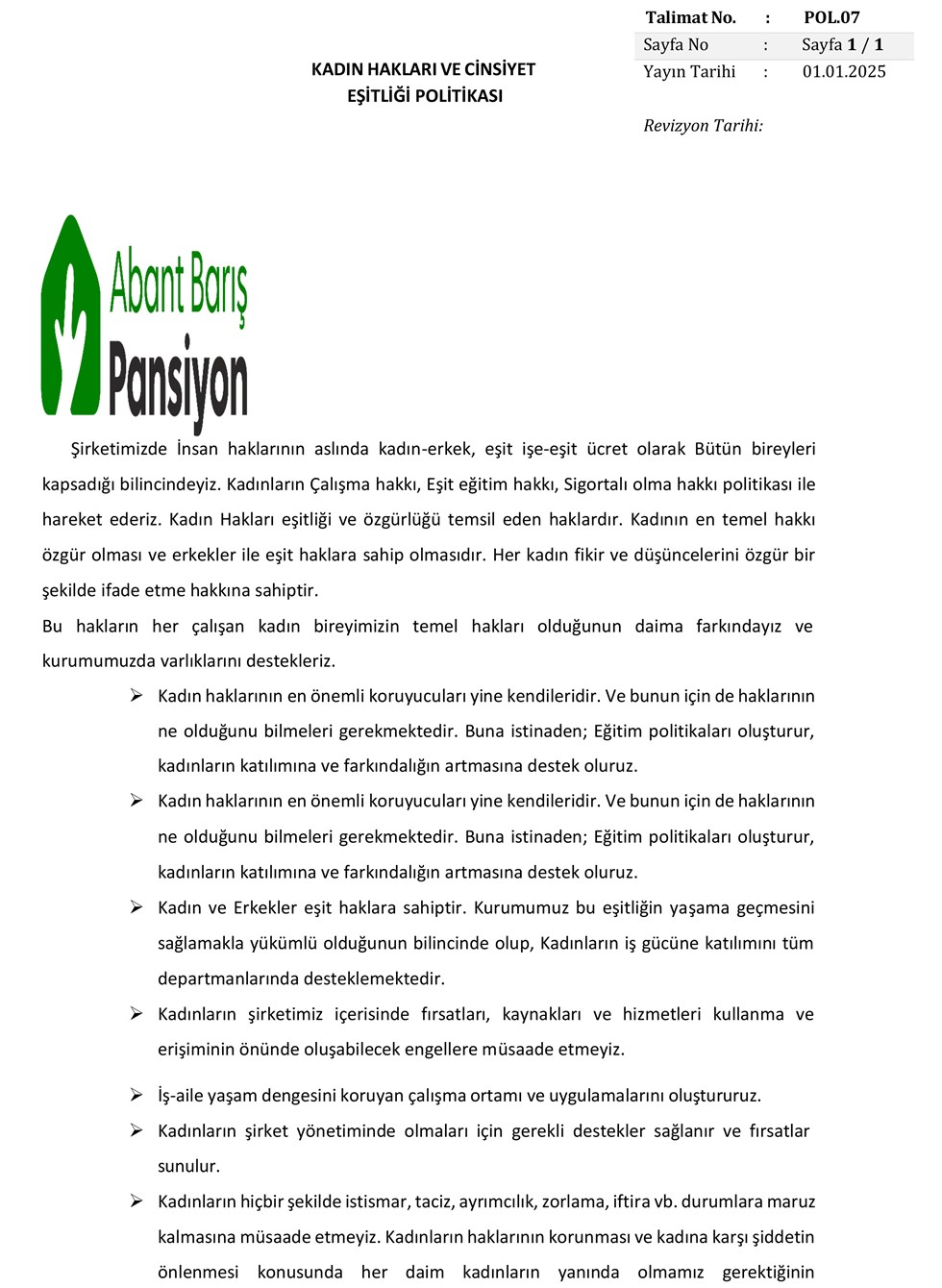 Kadın Hakları ve Eşitlik Politikası görseli