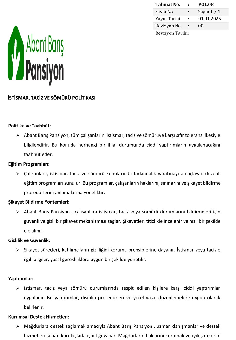İstismar, Taciz ve Sömürü Politikası görseli