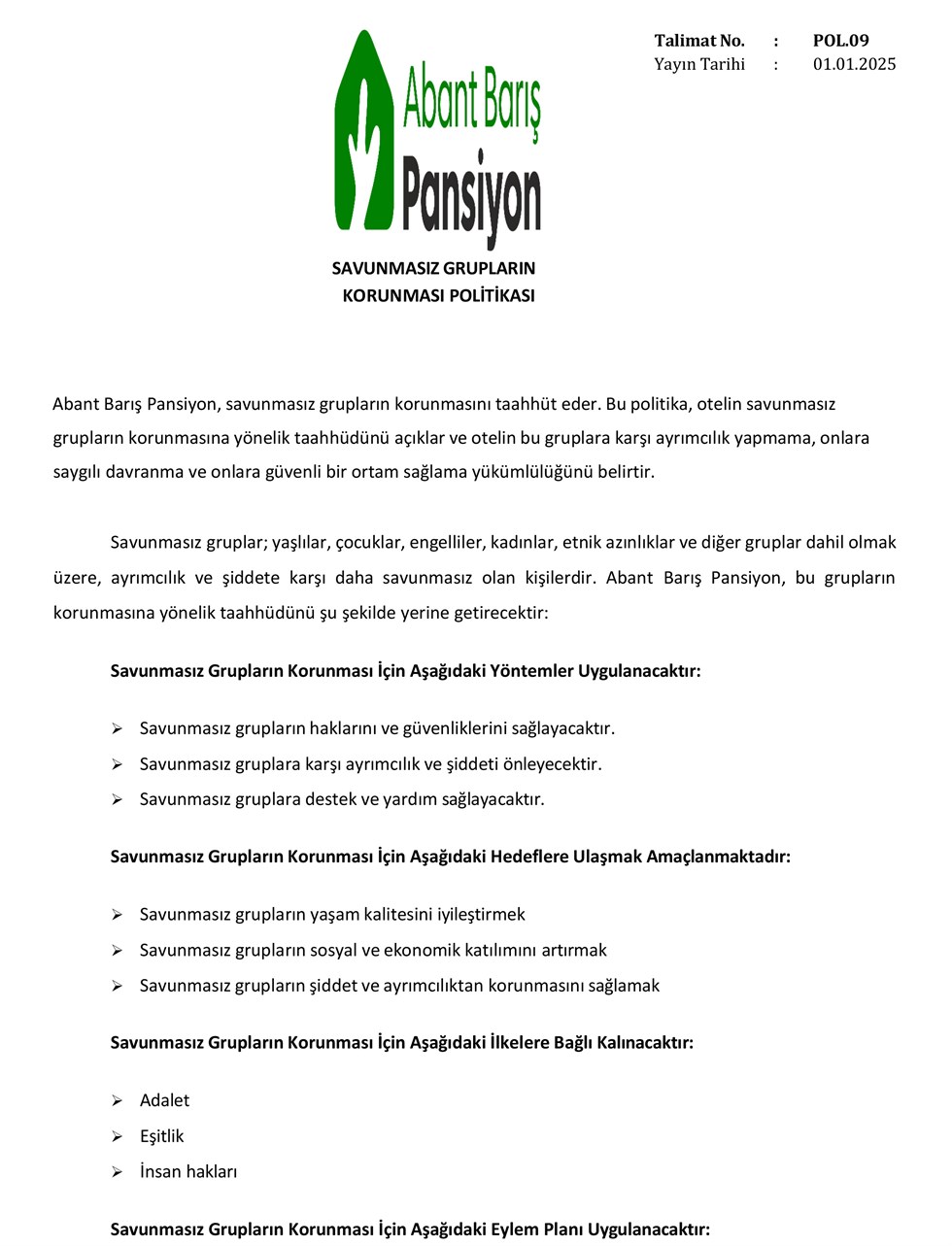 Savunmasız Grupların Korunma Politikası görseli