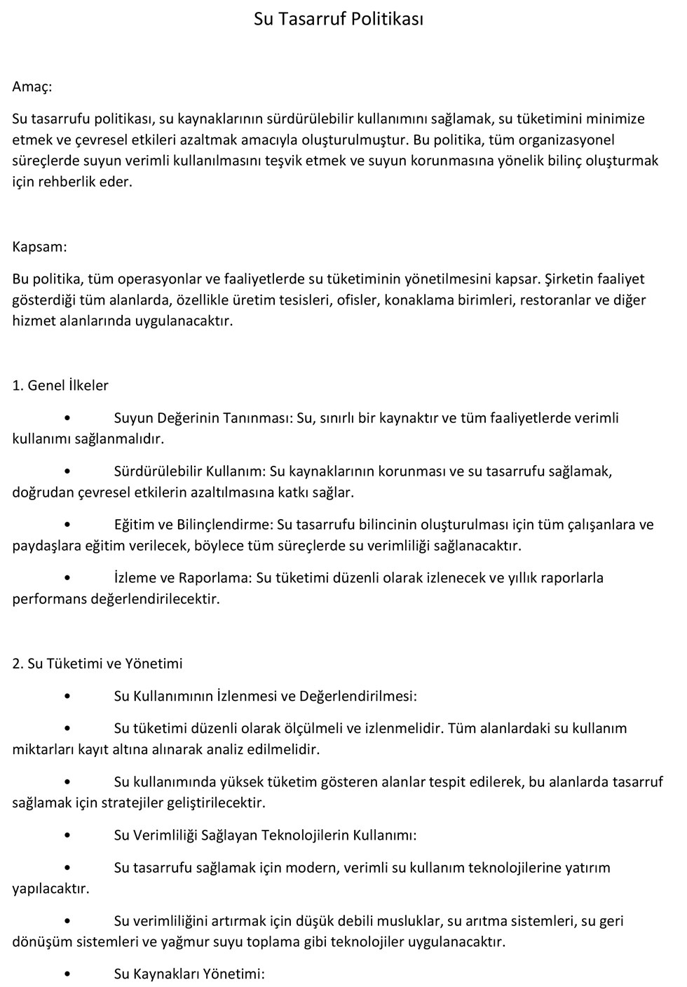 Su Tasarrufu Politikası görseli